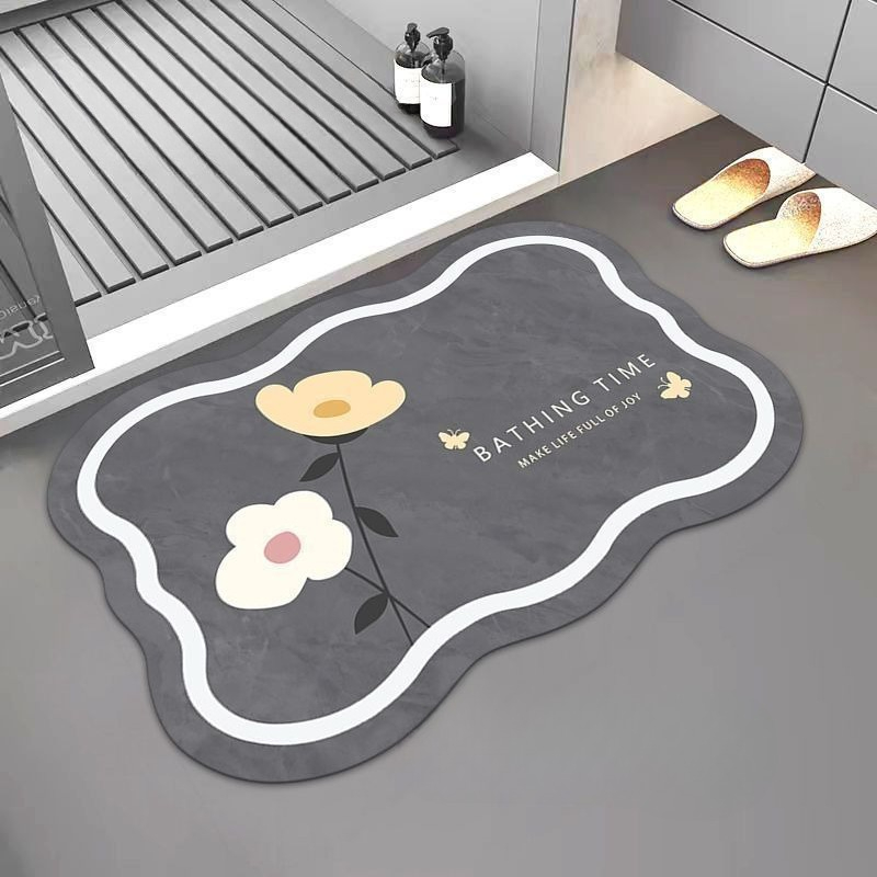 Bamboo Bath Mat - 북유럽 스타일 흡수성 패드 규조토 욕실