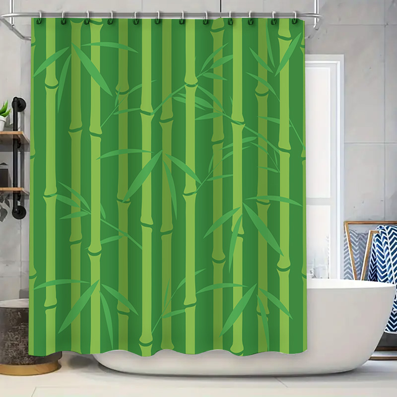 Bamboo Bath Mat - 욕실 장식을 위한 줄무늬 패턴의 녹색