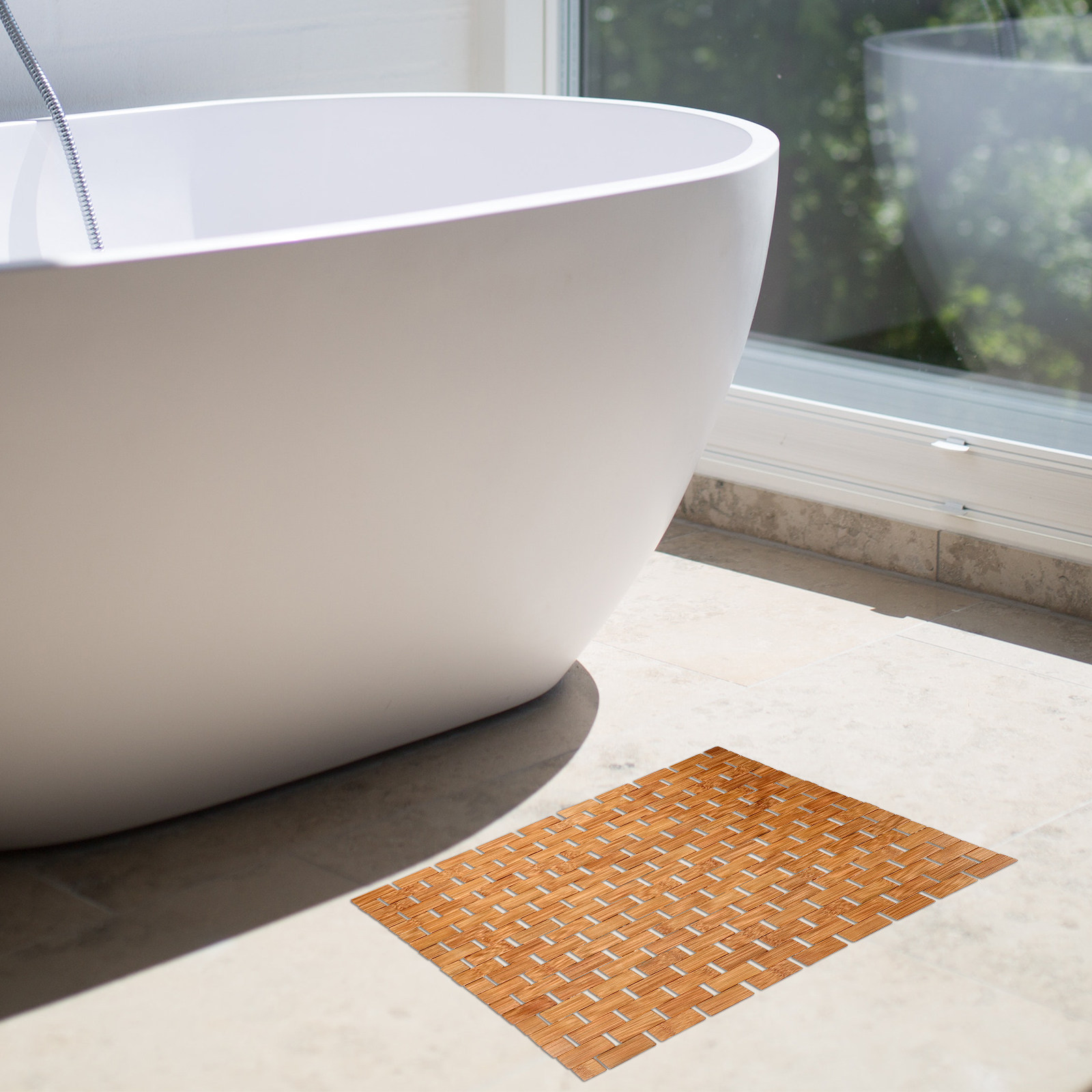 Bamboo Bath Mat - 대나무 샤워 바닥 매트 사각형 욕실