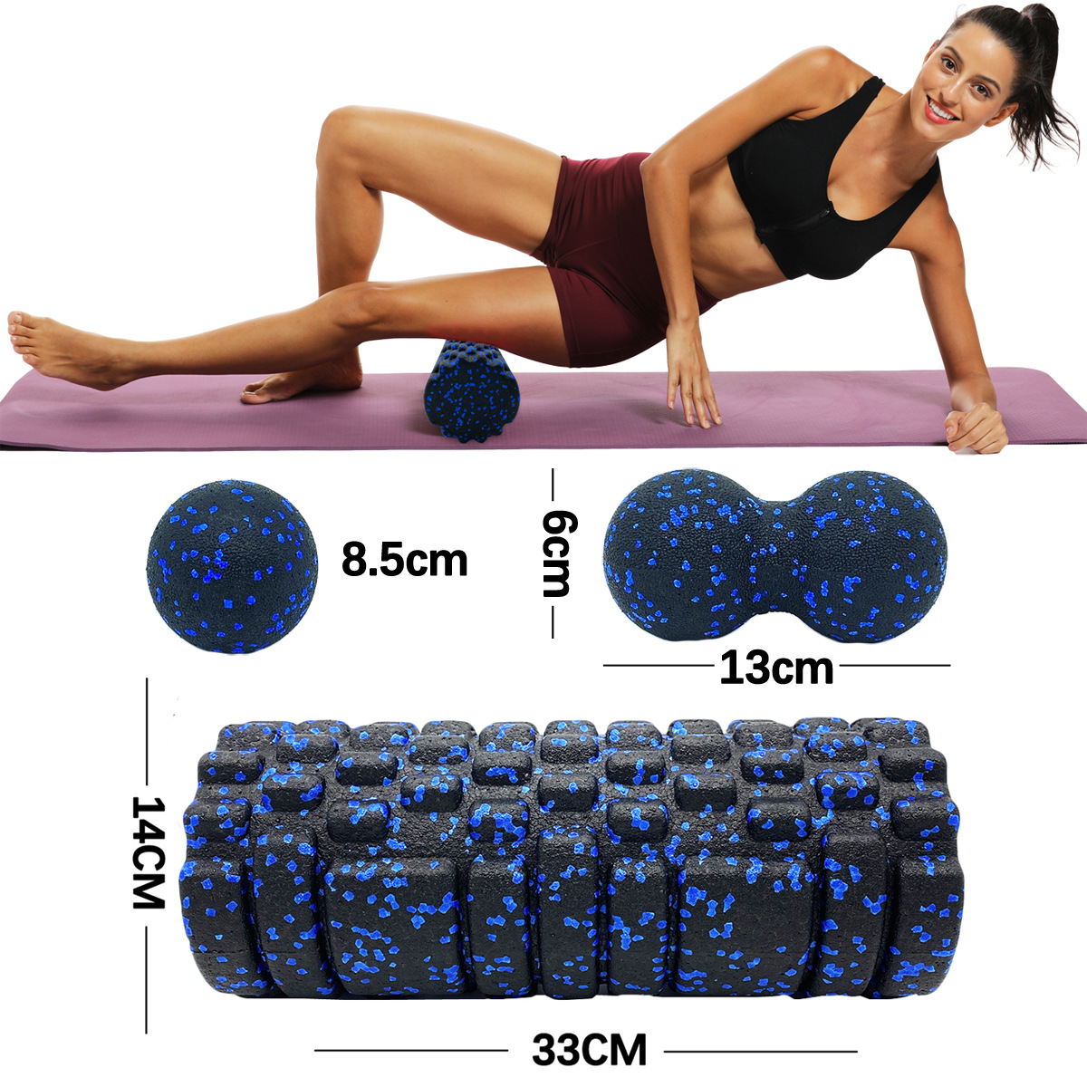 Foam Roller Trigger Point - 요가 롤러 마사지 땅콩 공 세트,