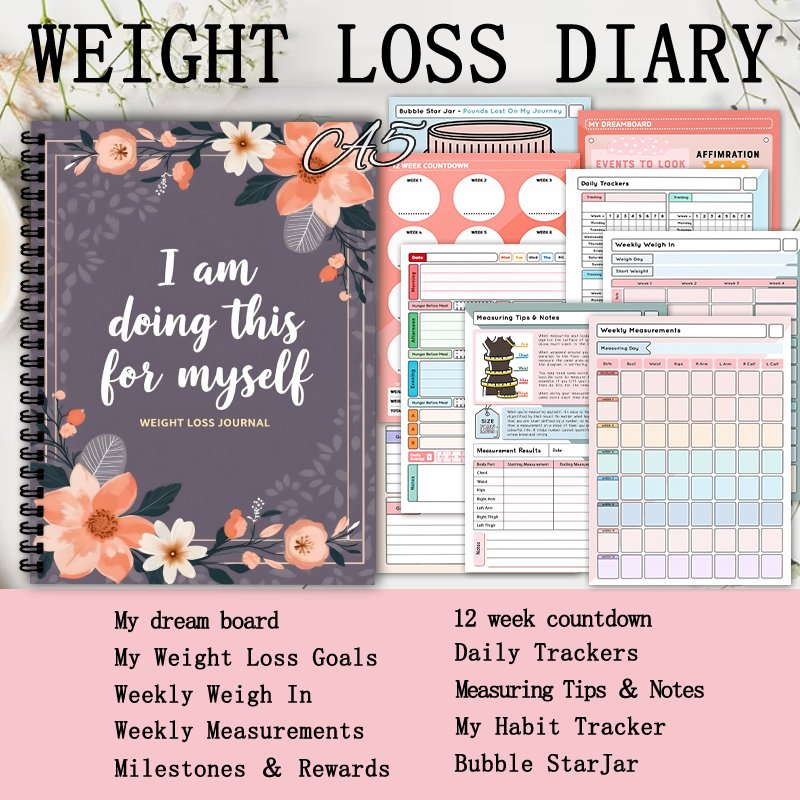 A5 체중 감량 다이어리, 일일 활동 추적기, 운동 다 - Fitness Journal Planner 리뷰 및 가격