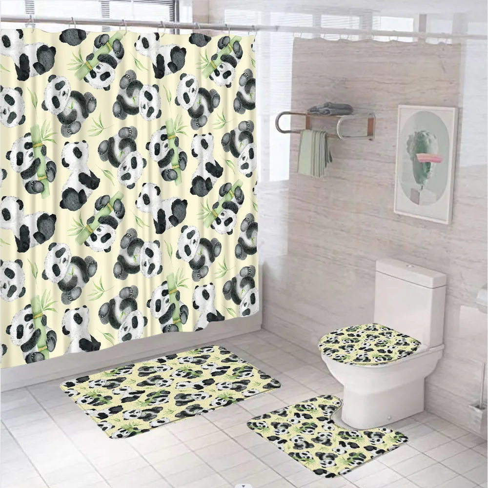 수채화 녹색 대나무 샤워 커튼 세트, 귀여운 팬더, 재 - Bamboo Bath Mat 리뷰 및 가격
