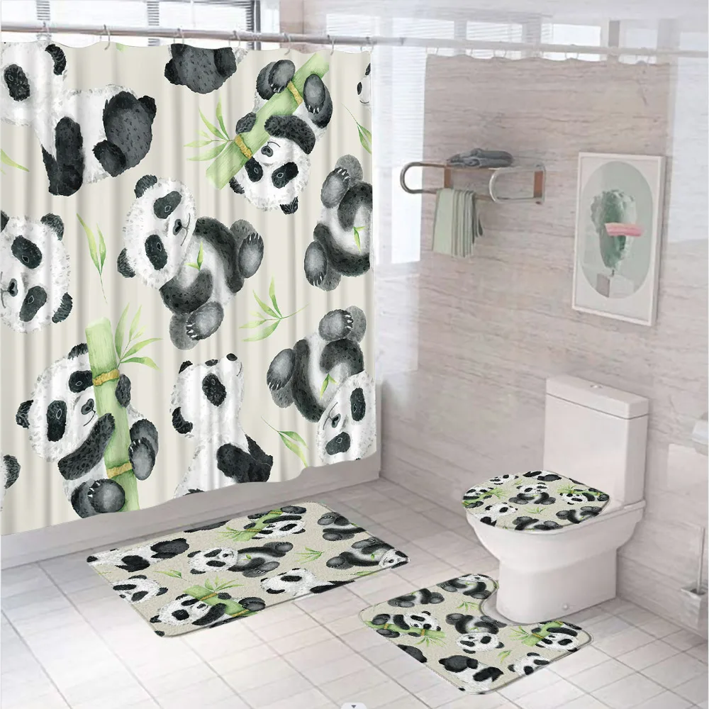 수채화 녹색 대나무 샤워 커튼 세트, 귀여운 팬더, 재 - Bamboo Bath Mat 리뷰 및 가격