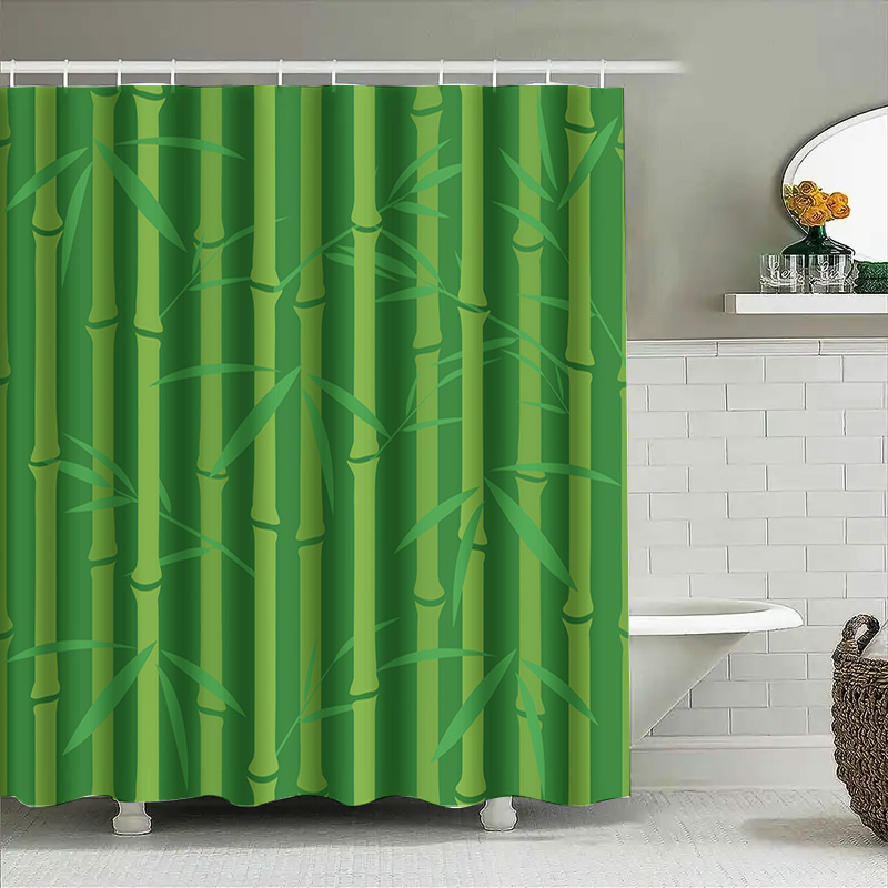 욕실 장식을 위한 줄무늬 패턴의 녹색 대나무 샤워 커튼 - Bamboo Bath Mat 리뷰 및 가격