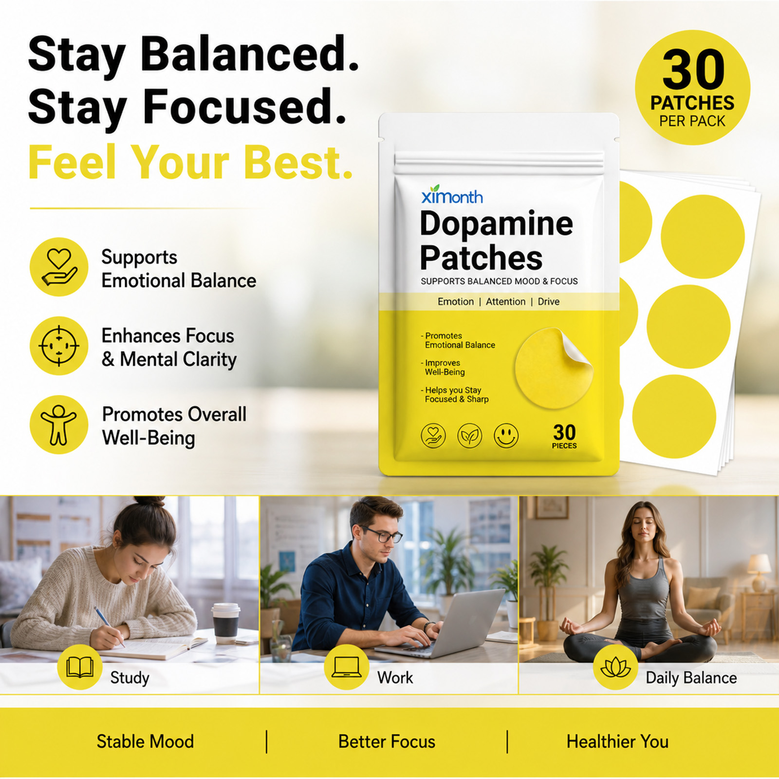 도파민 패치 활력 증진 즉각적인 기분 및 집중력 향상  - Health Wellness Vitality 리뷰 및 가격