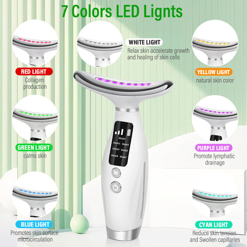 7가지 색상의 얼굴 목 마사지기 EMS 미세전류 목 얼 - Red Light Therapy Device 리뷰 및 가격