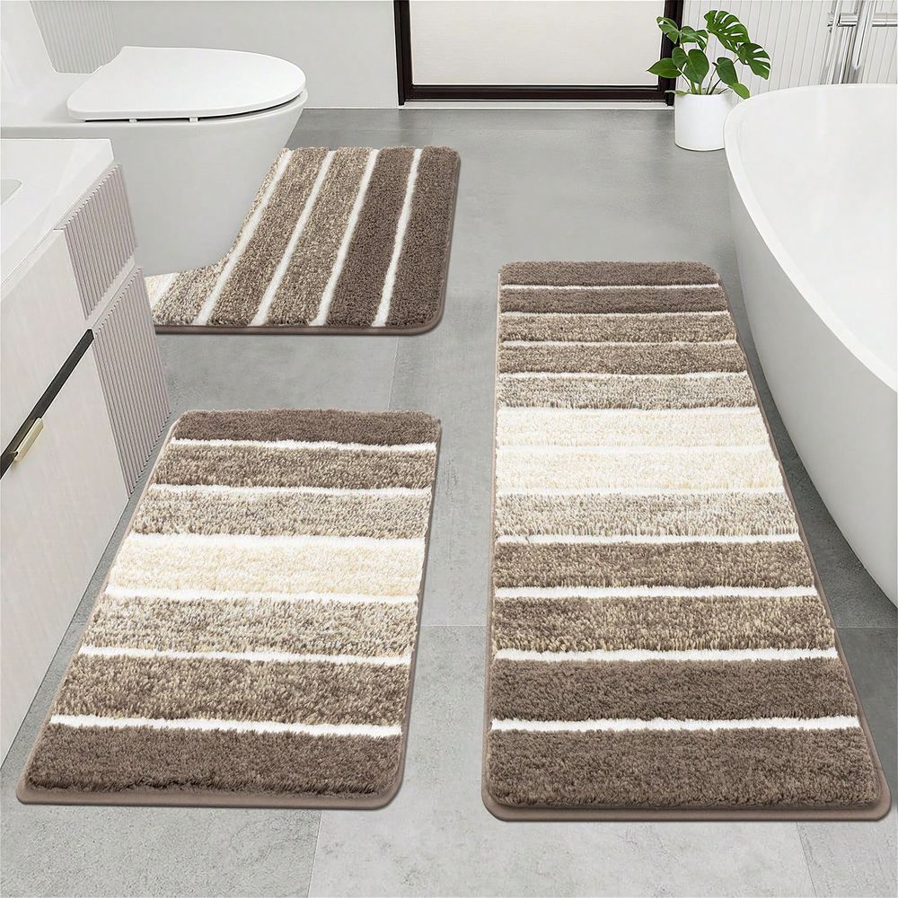 3피스 욕실 러그 매트 세트, 마이크로파이버 샤기 욕실 - Bamboo Bath Mat 리뷰 및 가격