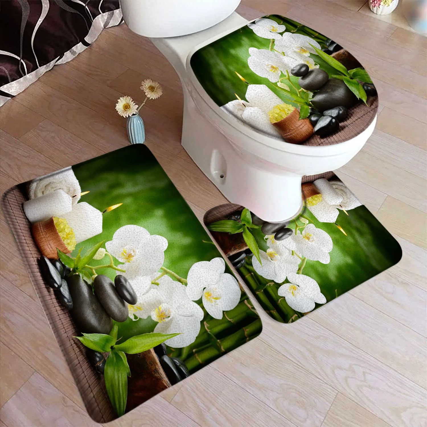 선(禪) 녹색 대나무 욕실 매트 세트, 보라색 난초 꽃 - Bamboo Bath Mat 리뷰 및 가격