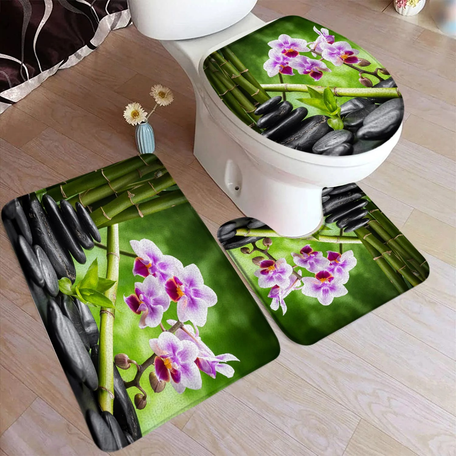 선(禪) 녹색 대나무 욕실 매트 세트, 보라색 난초 꽃 - Bamboo Bath Mat 리뷰 및 가격